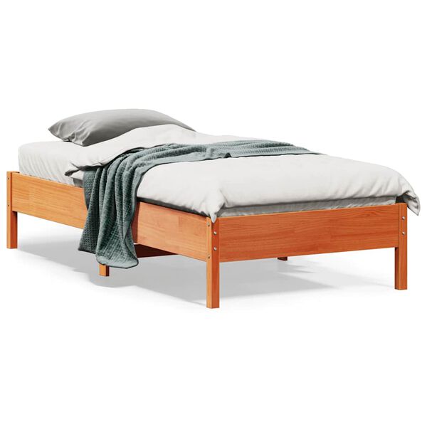 vidaXL Bed Frame without Mattress Wax Brown 90x190 cm Single Solid Wood Pine
