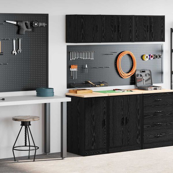 vidaXL Garage Cabinets 2 pcs Black Engineered Wood