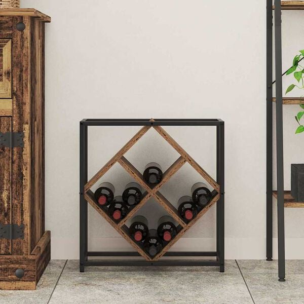vidaXL Wine Rack Old Wood 51 x 18 x 52.5 cm Engineered Wood