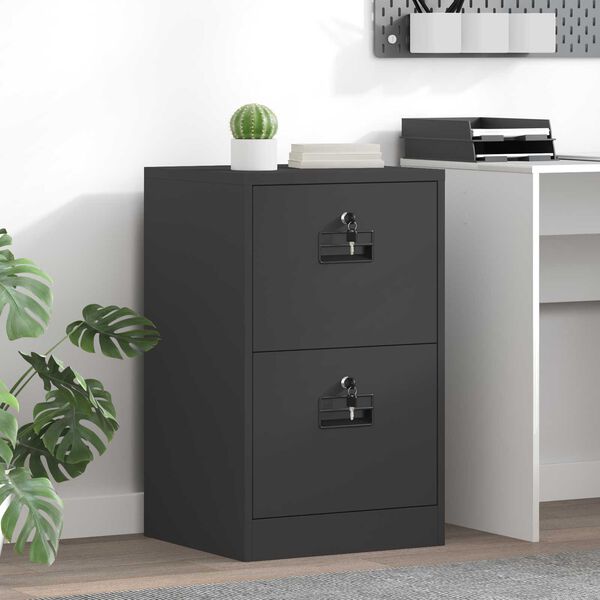 vidaXL File Cabinet Black 45.5 x 42 x 74.5 cm Cold-Rolled Steel
