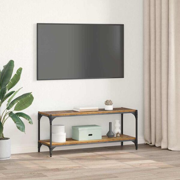 vidaXL TV Cabinet Old Wood 100 x 33 x 41 cm Engineered Wood and Iron