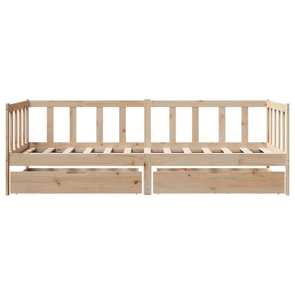 vidaXL Daybed with Drawers without Mattress 90x190 cm Single Solid Wood