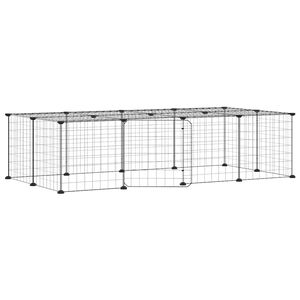 vidaXL 20-Panel Pet Cage with Door Black 35x35 cm Steel