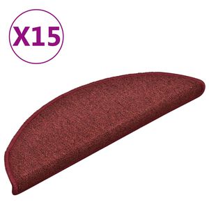 vidaXL Stair Mats 15 pcs 56x17x3 cm Bordeaux Half Round