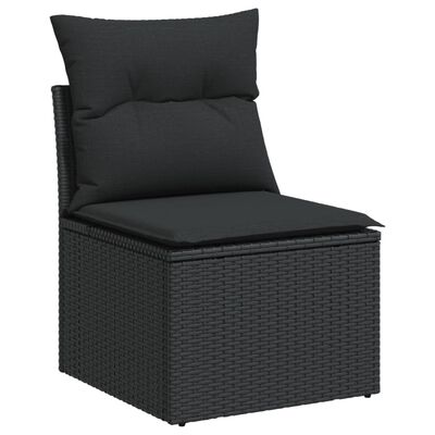 vidaXL 10 Piece Garden Sofa Set with Cushions Black Poly Rattan