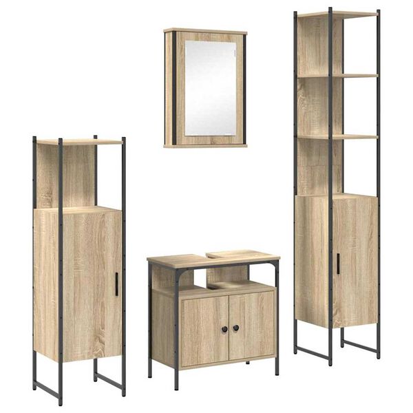 vidaXL Bathroom Furniture Set 4 pcs Sonoma Oak Engineered Wood
