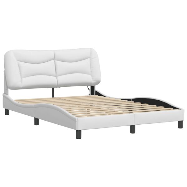 vidaXL Bed Frame with LED without Mattress "Hvar" White 140x190 cm