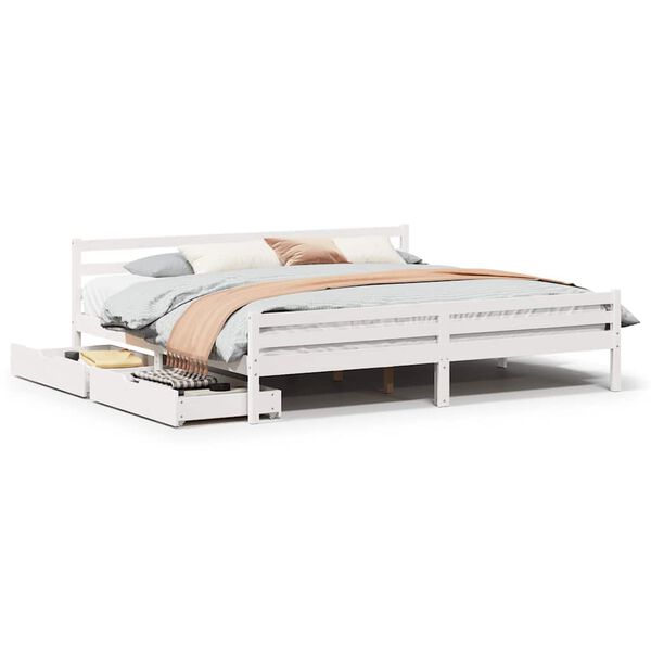 vidaXL Bed Frame without Mattress White 200x200 cm Solid Wood Pine