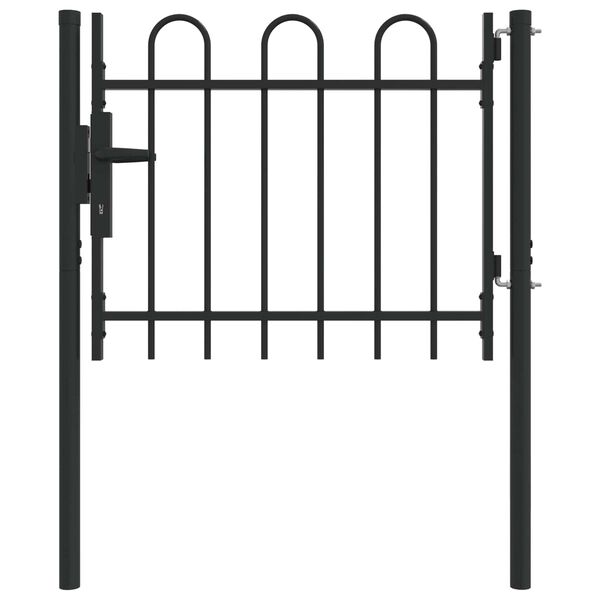 vidaXL Fence Gate with Lock Grey 103 x 124.5 cm Powder-Coated Steel