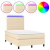 vidaXL Box Spring Bed with Mattress&LED Cream 120x200 cm Fabric