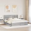 vidaXL Bed Frame with Drawer Grey Sonoma 200 x 200 cm Engineer Wood