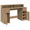 vidaXL Desk with LED Lights Artisian Oak 140x55x91 cm Engineered Wood