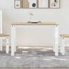 vidaXL Dining Table PANAMA White 112x60x75 cm Solid Wood Pine