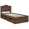 vidaXL Bed Frame with Headboard Brown Oak 90 x 190 cm Solid Pine Wood