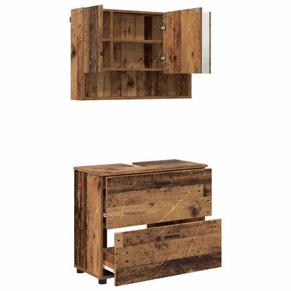 vidaXL Bathroom Furniture Set 2 pcs Old Wood Engineered Wood and Metal