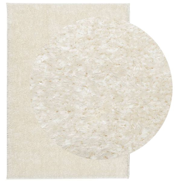 vidaXL Rug ISTAN High Pile Shiny Look Cream 140x200 cm