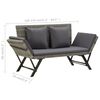 vidaXL Garden Bench with Cushions Grey 176 cm Poly Rattan