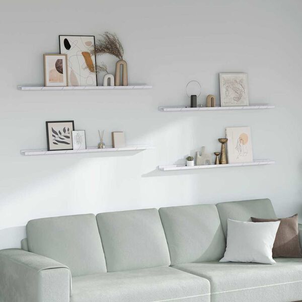 vidaXL Wall Shelf 4 pcs White Marble 115 x 9 x 3 cm Engineered Wood