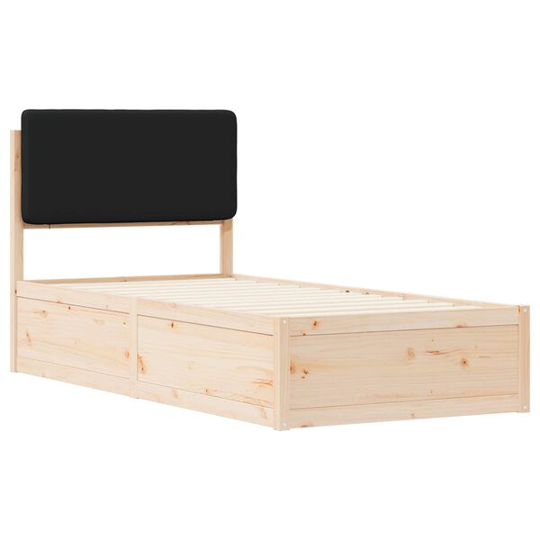 vidaXL Bed Frame with Upholstered Headboard Black 90 x 190 cm
