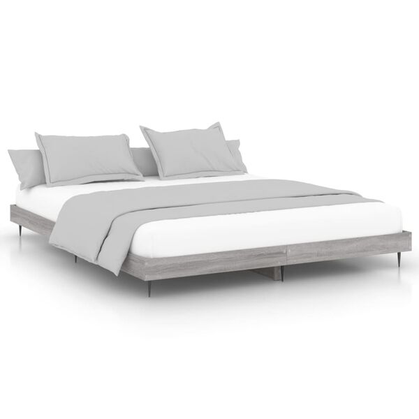 vidaXL Bed Frame without Mattress Grey Sonoma 120x200 cm Engineered Wood