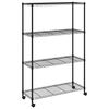 vidaXL 4-Tier Storage Shelf with Wheels 90x35x142 cm Black 200 kg