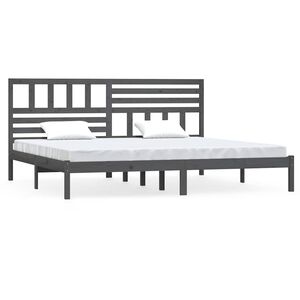 vidaXL Bed Frame without Mattress Grey Solid Wood Pine 200x200 cm