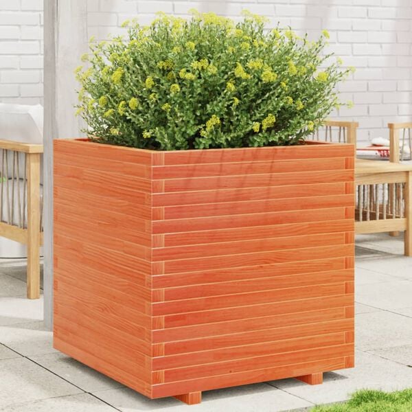 vidaXL Garden Planter Wax Brown 70x70x72.5 cm Solid Wood Pine