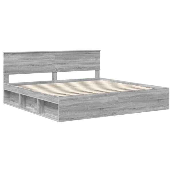 vidaXL Bed Frame Grey Sonoma 200 x 200 cm Solid Pine Wood