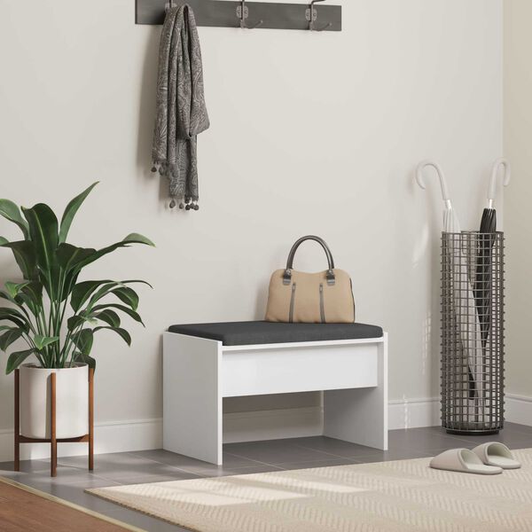 vidaXL Hall Bench with Cushion White 63 x 38 x 40 cm
