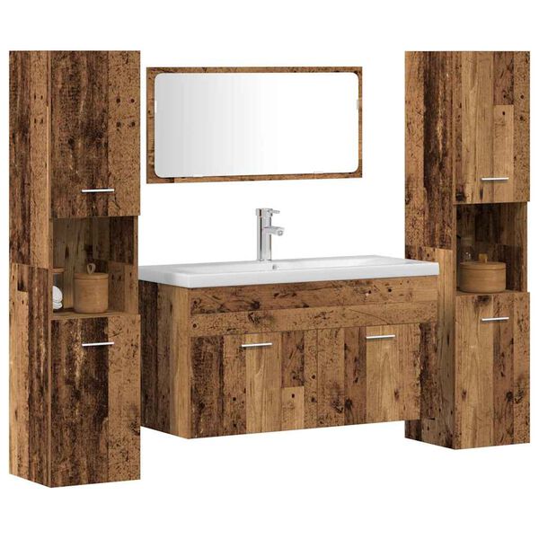 vidaXL 4 Piece Bathroom Furniture Set Old Wood Engineered Wood