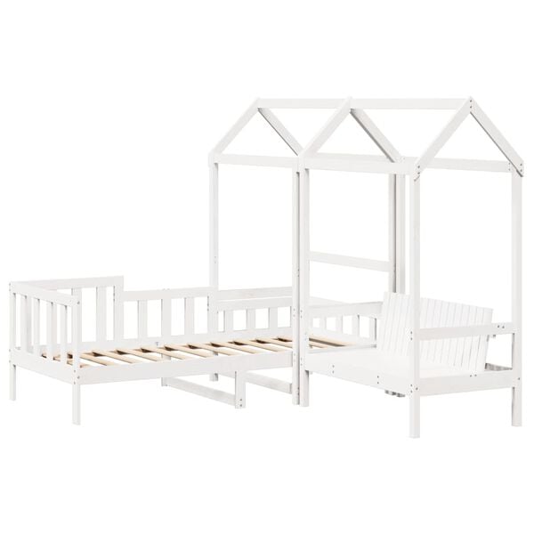 vidaXL Day Bed and Bench Set with Roof without Mattress White 80x200 cm