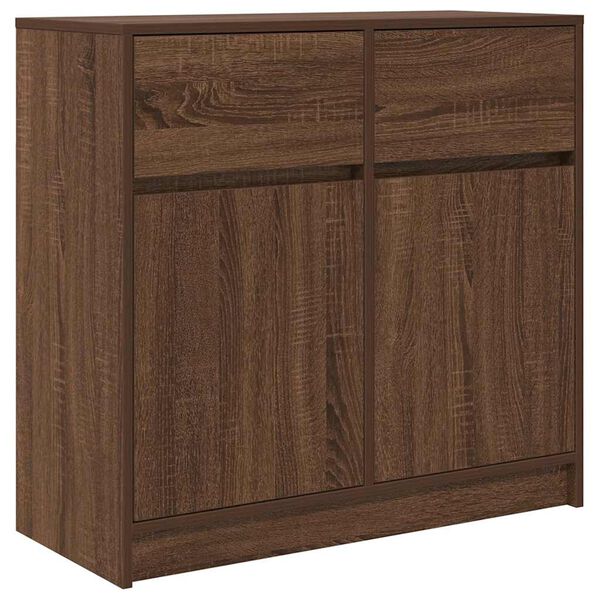vidaXL Sideboard with Drawer Brown Oak 80x34x76 cm Engineered Wood