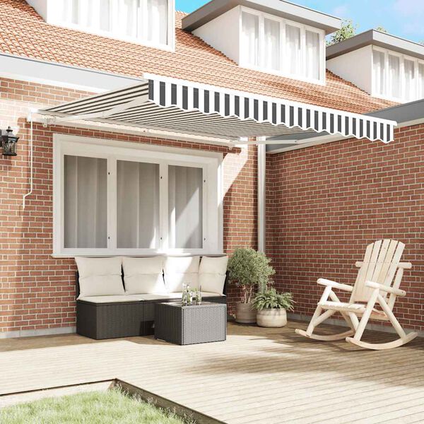 vidaXL Manual Retractable Awning Anthracite&White 300x250 cm