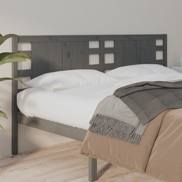vidaXL Headboard Grey 206x4x100 cm Solid Wood Pine