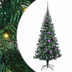 vidaXL Artificial Pre-lit Christmas Tree Green 150 cm PVC and Metal