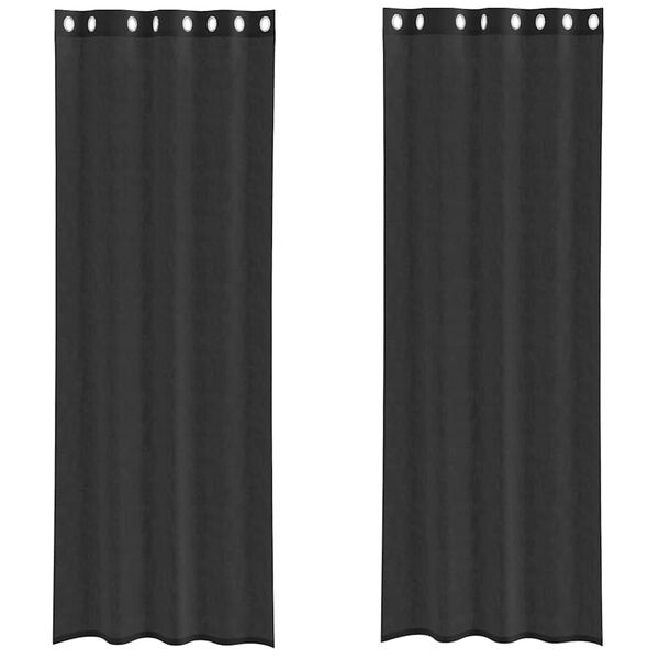 vidaXL Voile Curtains with Grommets 2 pcs Black 140x260 cm