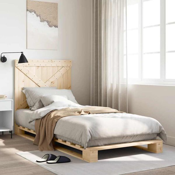 vidaXL Bed Frame without Mattress with Headboard 90x200 cm Solid Wood