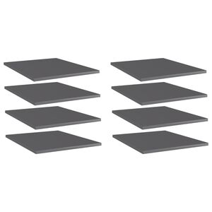 vidaXL Bookshelf Boards 8 pcs High Gloss Grey 40x50x1.5 cm Engineered Wood