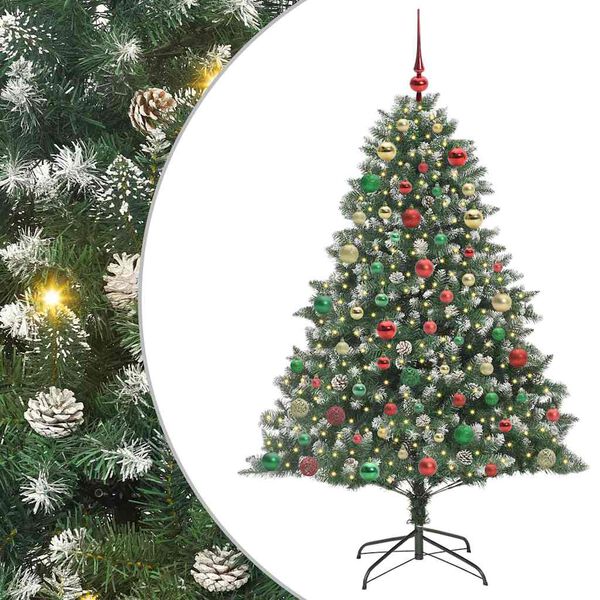 vidaXL Artificial Christmas Tree with 300 LEDs with Stand Green 180 cm