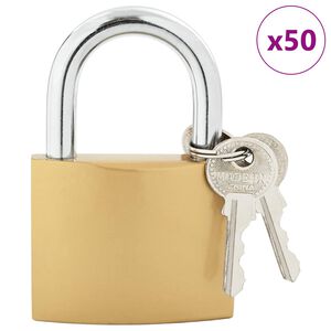 vidaXL U Lock with Keys 50 pcs Brass Iron