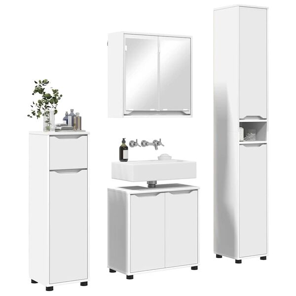 vidaXL Bathroom Furniture Set with Drawer 4 pcs White Engineered Wood