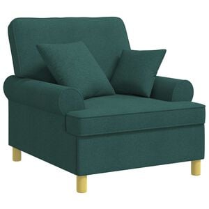 vidaXL XL Armchair with Cushions Dark Green Fabric