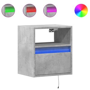 vidaXL TV Wall Cabinet with LED Lights Concrete Grey 41x31x45 cm