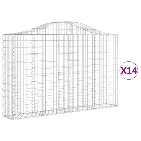 vidaXL Arched Gabion Baskets 14 pcs 200x30x120/140 cm Galvanised Iron