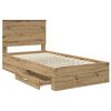 vidaXL Bed Frame with Drawer Artisan Oak 100 x 200 cm Engineered Wood