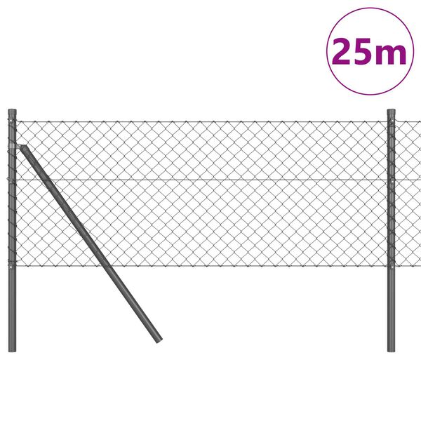 vidaXL Fence Post Grey 25 x 0.8 m (40 x 40 mm mesh) Steel and PVC