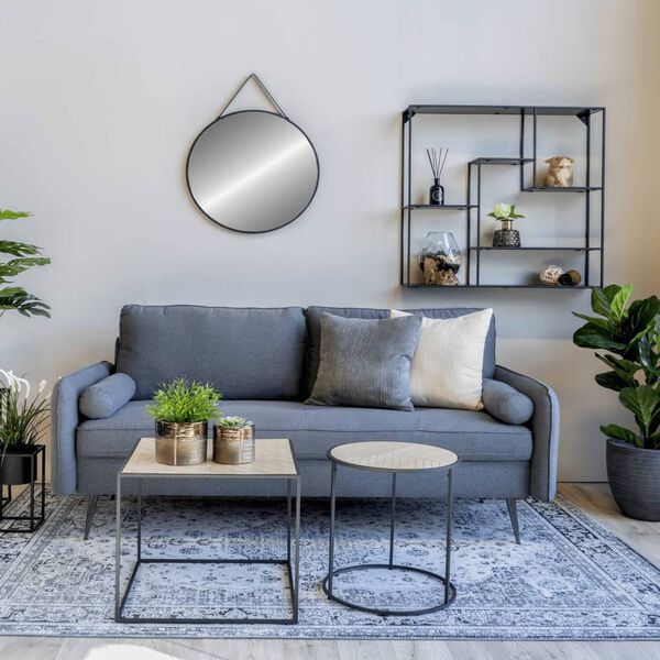 House Nordic Side Table Johanna 50 cm Square Black and Natural