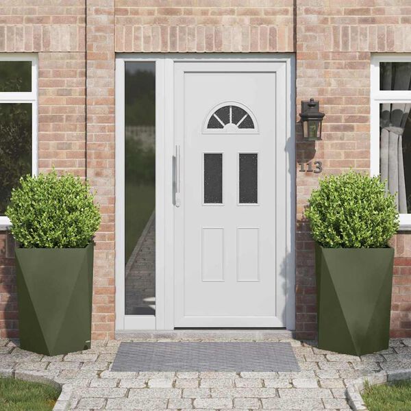 vidaXL Planter 2 pcs Olive Green 50 x 50 x 75 cm Steel