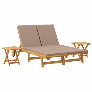 vidaXL Sun Lounger Reclining with Cushion Taupe Solid Acacia Wood