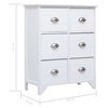 vidaXL Side Cabinet with 6 Drawers White 60x30x75 cm Paulownia Wood